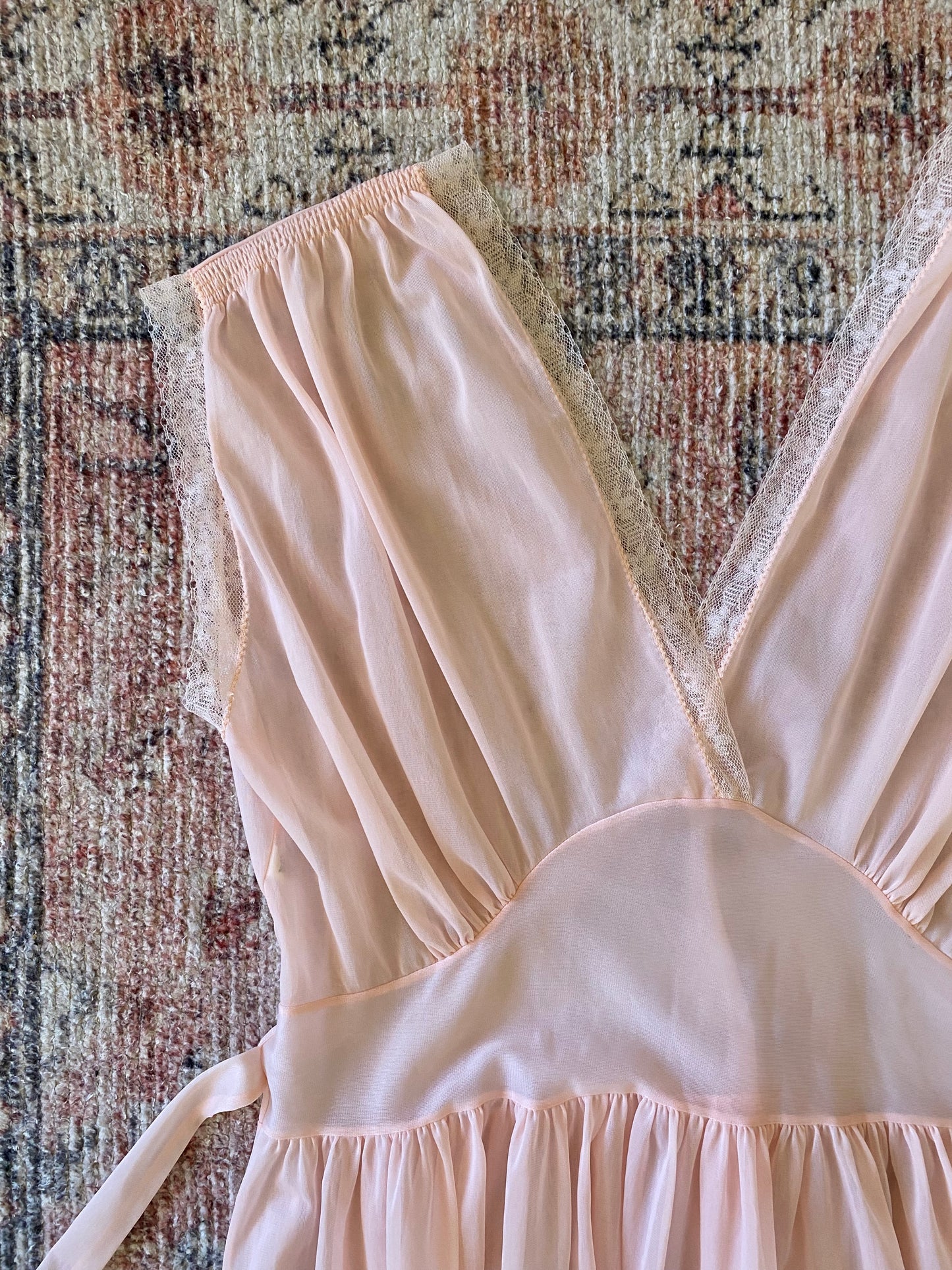 Vintage Sheer Pink Maxi Dress