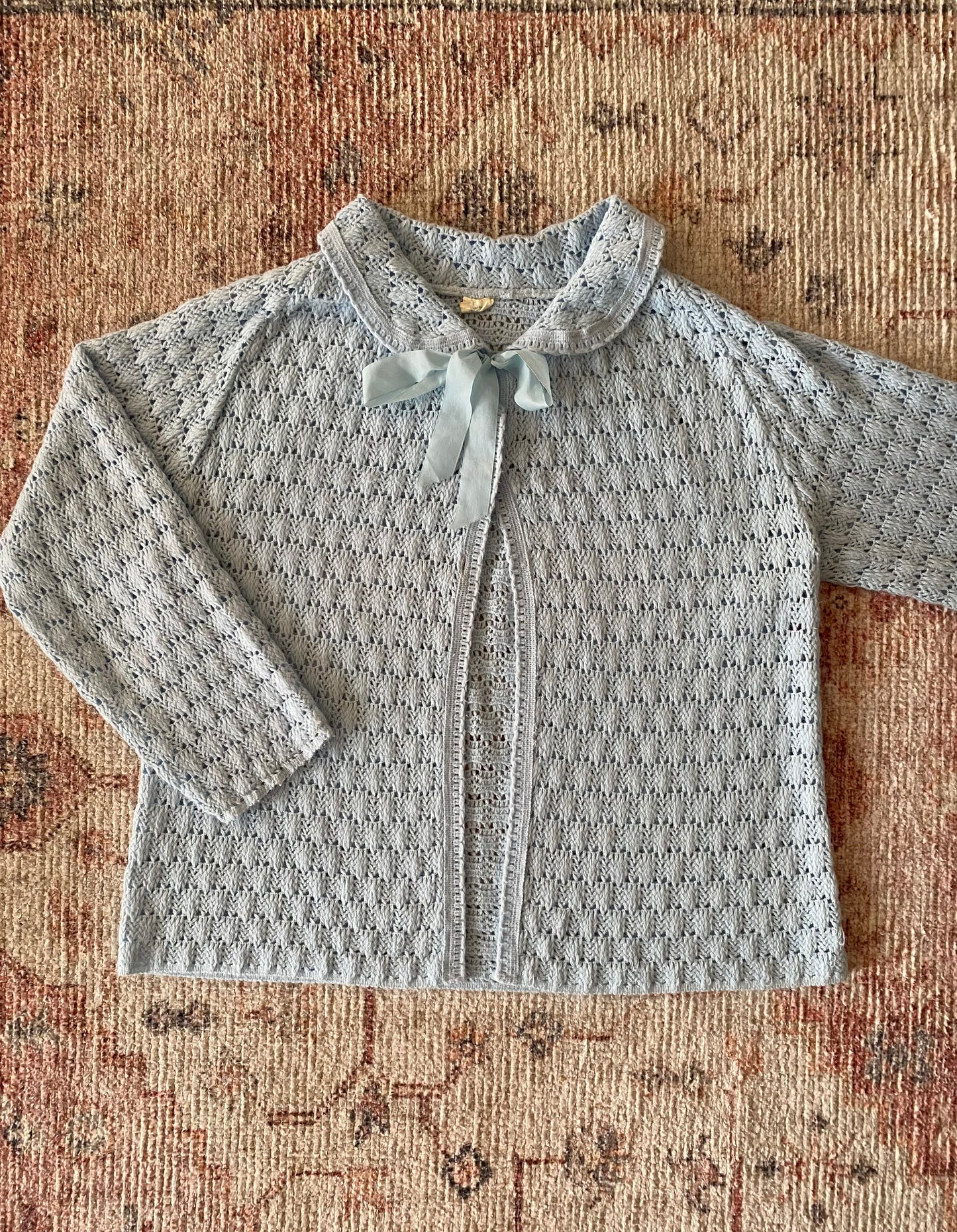 Vintage Baby Blue Knitted Bed Jacket