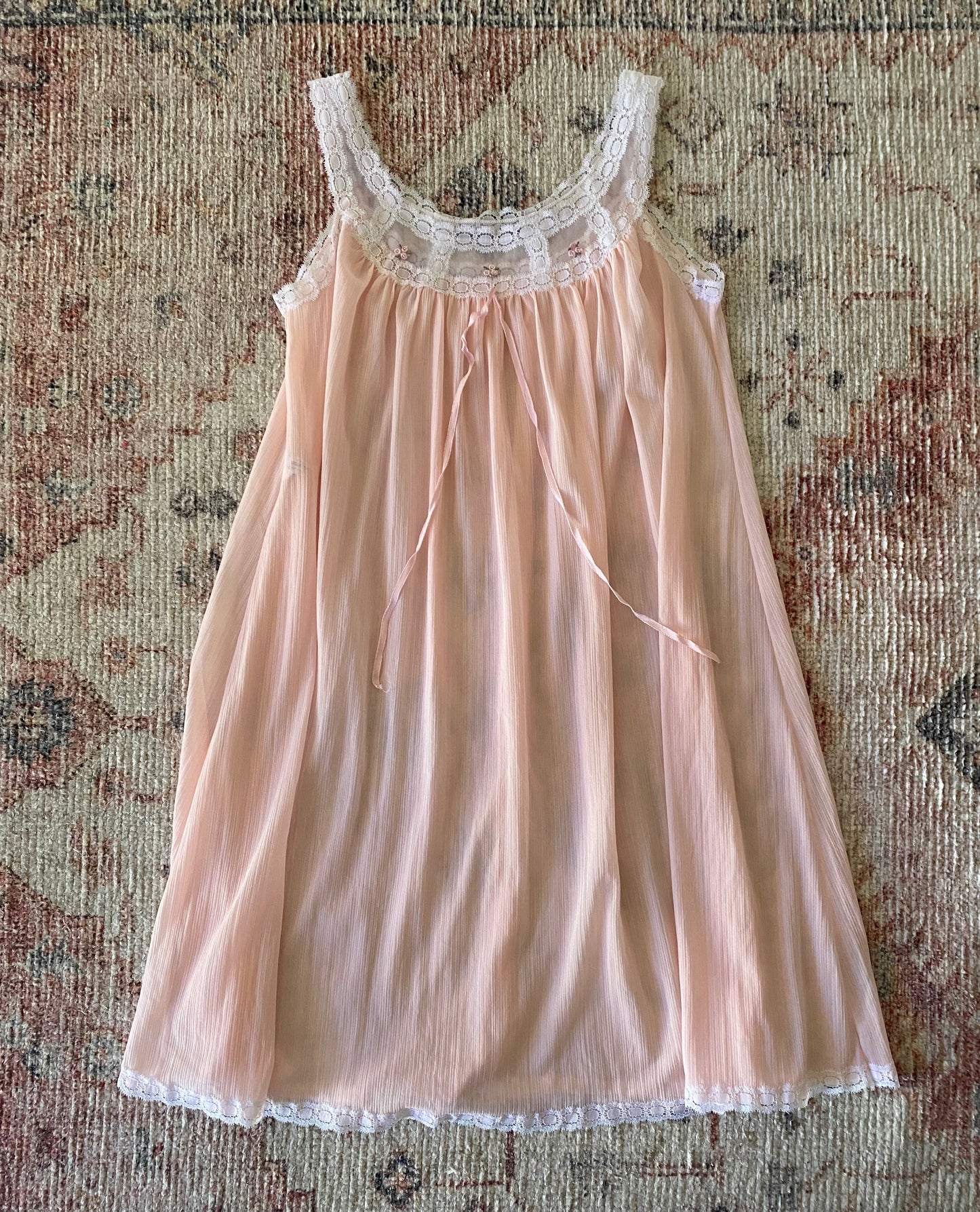 Vintage Pink Sheer Babydoll Dress