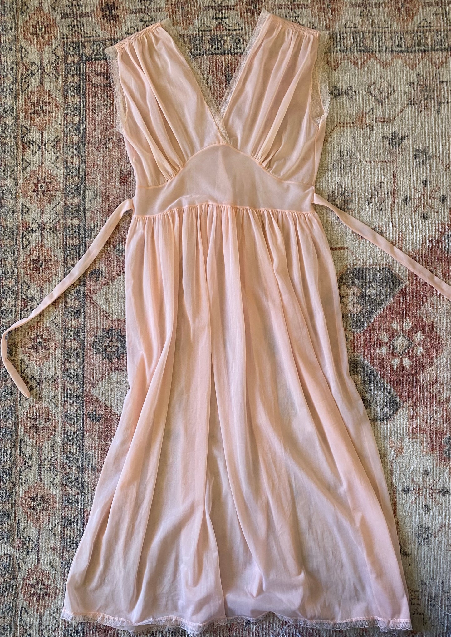 Vintage Sheer Pink Maxi Dress