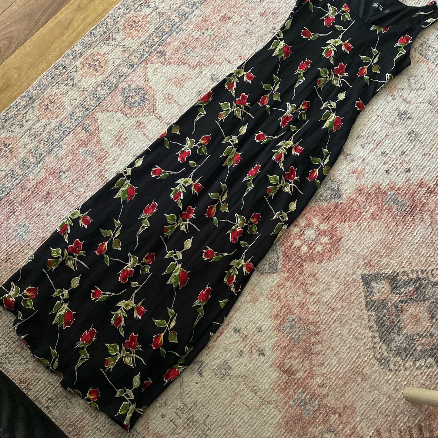 Vintage 1990’s Black Floral Maxi Dress