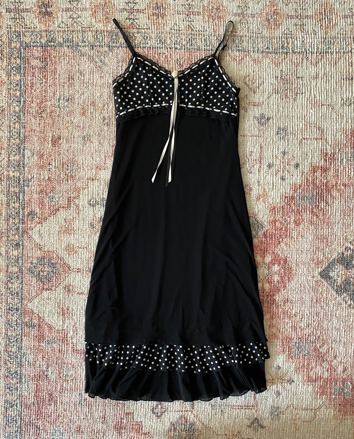 Vintage Black Polka Dot Midi Dress