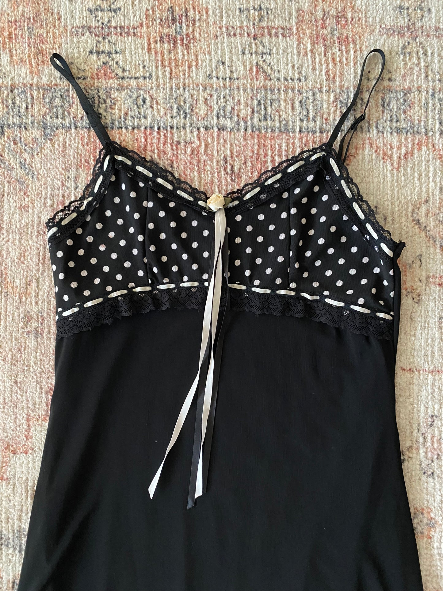 Vintage Black Polka Dot Midi Dress