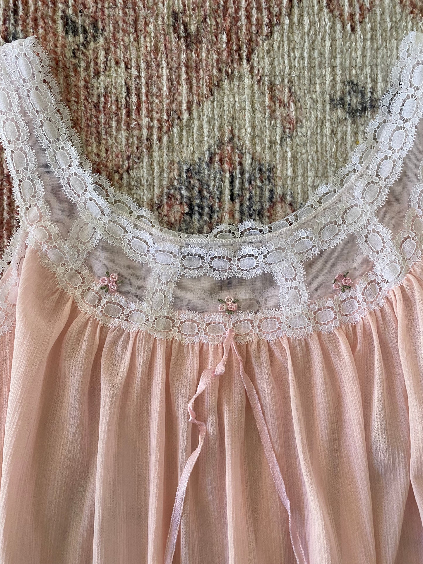 Vintage Pink Sheer Babydoll Dress