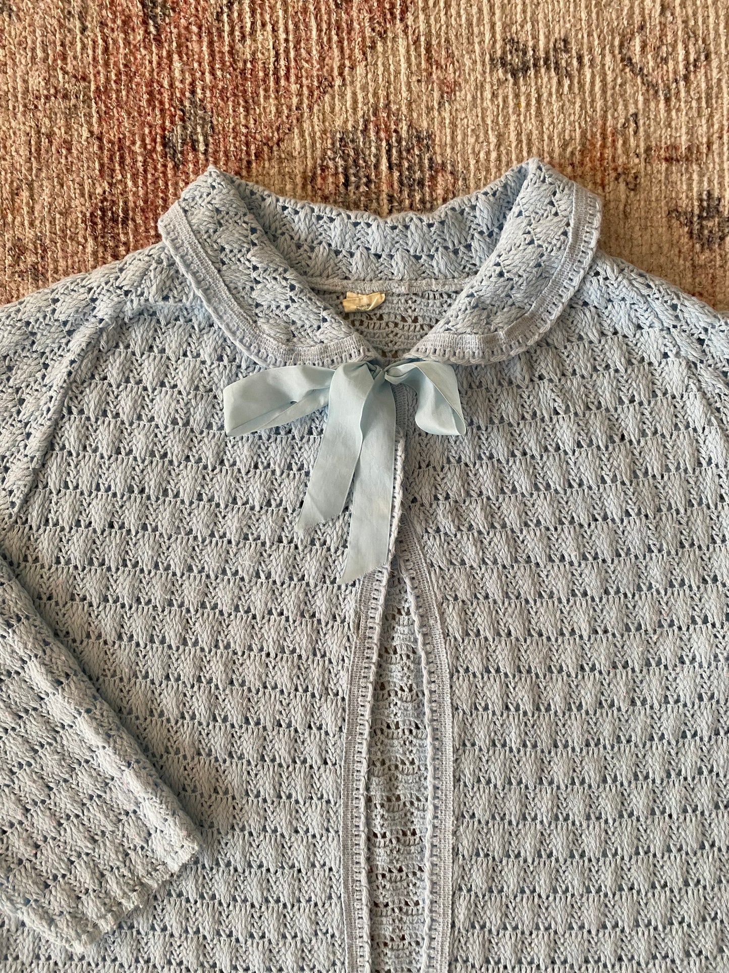 Vintage Baby Blue Knitted Bed Jacket