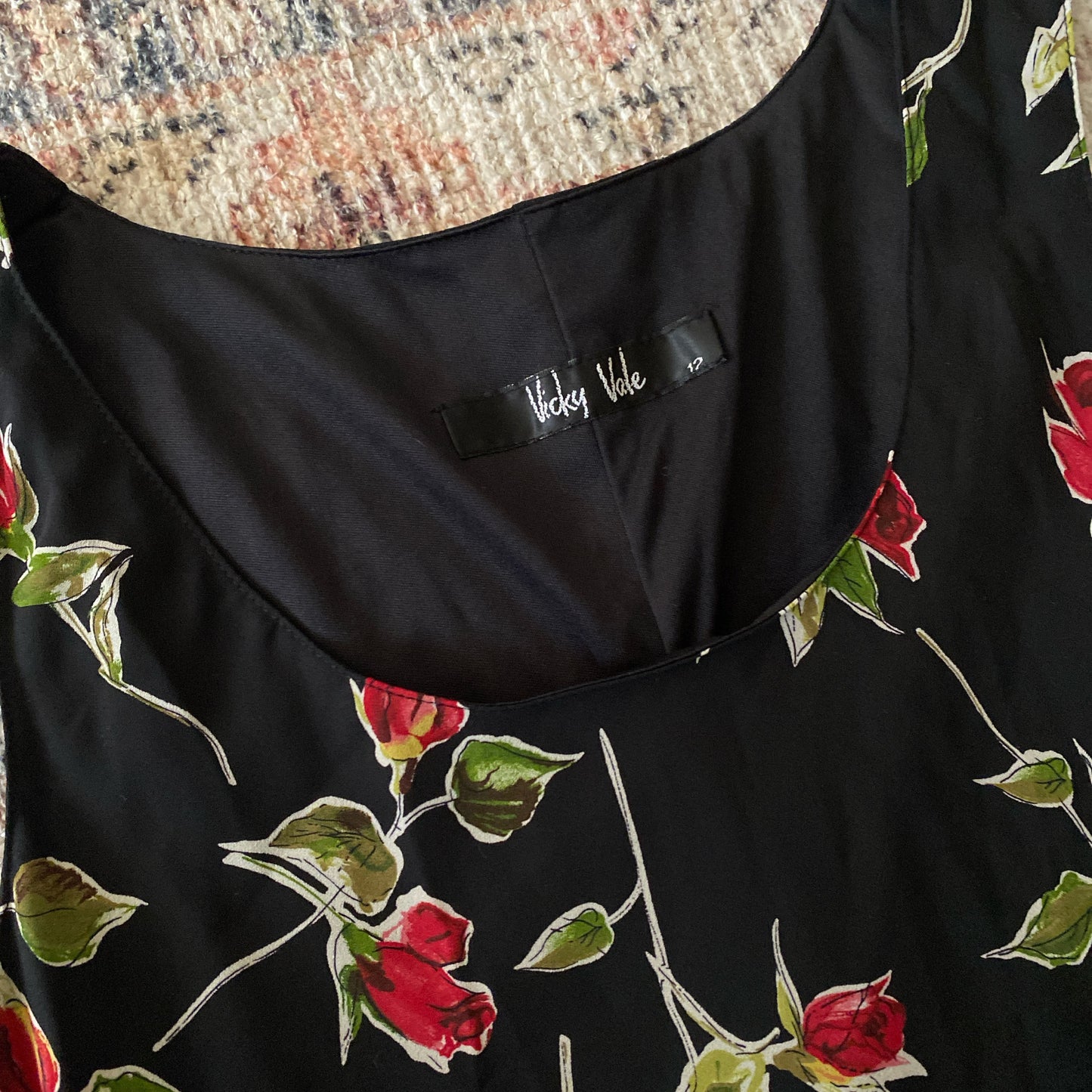 Vintage 1990’s Black Floral Maxi Dress